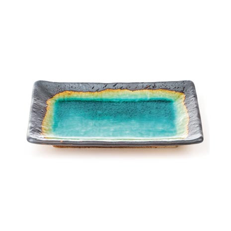 Turquoise Crackle Glaze Large Sushi Plate